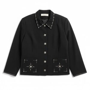 Double D Ranch Yoakum Studded Western Jacket Black Embellished Womens Medium M/L